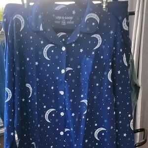 LIFE IS GOOD Women's Navy Blue Moon and Stars Pajamas. XXL 5 AVAILABLE